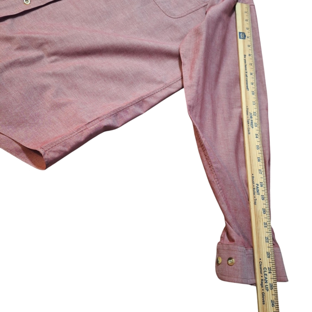L.L. Beam Men's  Size XL Tall Classic Fuchsia Front Button Collar Dress Shirt. - Picture 4 of 5